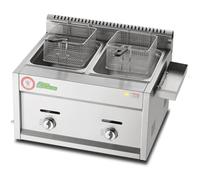 WQZzjm Freidora a Gas de Acero Inoxidable para Uso Comercial, con cestas extraíbles y Potencia Ajustable, Ideal para Preparar Papas Fritas. Freidora a Gas de 2 Tanques.