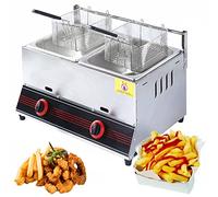 WQZzjm Freidora a Gas de sobremesa con Tanques de Acero Inoxidable, Cesta y propano LPG, Control de Temperatura Independiente, con Tapa para freír Papas Fritas (Estilo 3)