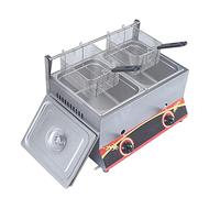 WQZzjm Freidora a Gas para Papas Fritas y donas, 11/22 L, de encimera, GLP/Gas, para Uso doméstico y Comercial, Potencia de Fuego Ajustable, de Acero Inoxidable, Desmontable y Lavable (GLP 22 L)