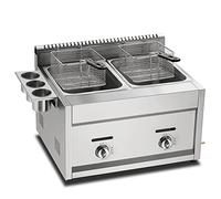 WQZzjm Freidora a Gas Profesional de encimera con 2 cestas y Tapa, Potencia de Fuego Ajustable, Acero Inoxidable 304 de Grado alimenticio, para Patatas Fritas, donas y Pescado (Gas 22 L, Doble)