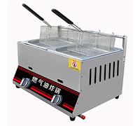 WQZzjm Freidora Comercial con Cesta y Tapa, freidora a Gas de Acero Inoxidable para Uso Comercial en restaurantes y hogares (6 L + 6 L + 2 cestas para freír)