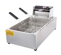 WQZzjm Freidora de Acero Inoxidable de 3200 W y 20 litros con asa y termostato Ajustable para Uso doméstico y Comercial.