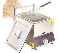 WQZzjm Freidora de Acero Inoxidable, freidora de Gas Profesional, freidora de Gas de encimera de Gran Capacidad de 6/12 L con Cesta y Tapa, para Uso en restaurantes y hogares, 12 L (6 L)