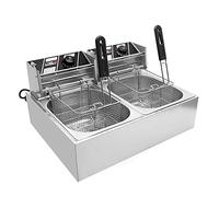 WQZzjm Freidora de Cesta Profunda de 12 l de Acero Inoxidable, procesador de Alimentos para Catering, freidora con Control de Temperatura y Cesta para Uso doméstico Comercial.