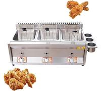 WQZzjm Freidora de Gas Comercial de 20 l/30 l, de Acero Inoxidable, para encimera, con cestas extraíbles y Tapa, Ideal para Patatas Fritas, Pavos, restaurantes (10 l + 10 l + 10 l + 3 freidoras)