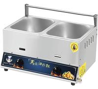 WQZzjm Freidora de Gas Comercial de 20 l, de Acero Inoxidable, para encimera, Cocina de Exterior de Acero Inoxidable, para Pollo, Patatas Fritas, Restaurante (sin Cesta)
