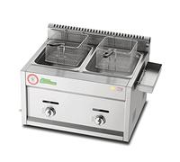 WQZzjm Freidora de Gas Comercial de 20L, Doble Cilindro, Ligera, de Acero Inoxidable, de encimera, con Encendido electrónico, Antideslizante, Ahorro de energía.