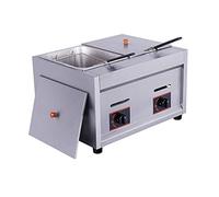 WQZzjm Freidora de Gas Comercial de 6L/12L con cestas para freír, encimera Gruesa de Acero Inoxidable y Control de Temperatura (12L)