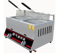 WQZzjm Freidora de Gas Comercial de 6L/12L, de Acero Inoxidable, para encimera, con Cesta, Ideal para Papas Fritas en restaurantes (12L + 2 cestas para freír).