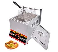 WQZzjm Freidora de Gas Comercial de 8 l con Cesta y Tapas, de Acero Inoxidable, para encimera, de propano y con Tubo metálico, para Restaurante, Cocina (30 x 40 x 29 cm)