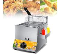 WQZzjm Freidora de Gas Comercial multifunción de Acero Inoxidable de Doble Cilindro con Potencia Ajustable para Papas Fritas, donas y Pescado. 2 Tanques (1 Tanque).