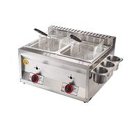 WQZzjm Freidora de Gas Profesional de 20 l con Doble Cilindro y Tanque de Acero Inoxidable para Pollo y Patatas Fritas con Cesta y Pala para cocinas de restaurantes comerciales.