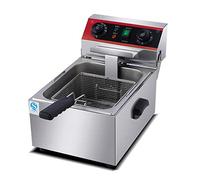 WQZzjm Freidora eléctrica Comercial de Acero Inoxidable con válvula separadora de Aceite y Cesta de Red, Control de Temperatura y Temporizador automático - Freidora de Papas Fritas (5L)