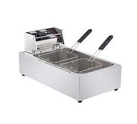 WQZzjm Freidora eléctrica Comercial de Acero Inoxidable de Gran Capacidad de 20L con Cesta y Tapa para Cocina de Restaurante (A)