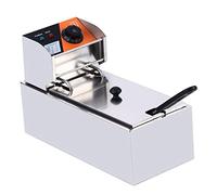 WQZzjm Freidora eléctrica de Acero Inoxidable de 2000 W con Cesta y depósito de Aceite de 4 L, Tapa y Temperatura Ajustable para Uso doméstico.