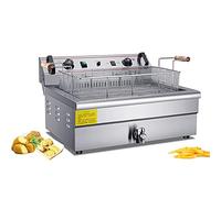 WQZzjm Freidora eléctrica de Acero Inoxidable de 220 V con Cesta y Tapa, con limitador de Temperatura (30 L)