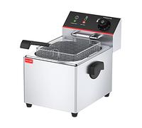 WQZzjm Freidora eléctrica de Acero Inoxidable de 8/12/15 L, con Cesta y Tapa, función de Control de Temperatura, para restaurantes comerciales y Familiares (8 L)