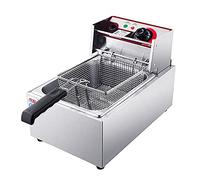 WQZzjm Freidora eléctrica de Acero Inoxidable, freidora Comercial, con Cesta y Tapa, para cocinar Alimentos Familiares en la encimera de un Restaurante (8 l/12 l) (8 l)