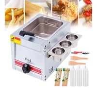 WQZzjm Freidora Tradicional a Gas Profesional con Rejilla para condimentos y botelleros para Salsas, con Perilla de Control Independiente, Ideal para Pollo Frito, camarones y Pescado, 10 l (10 l)