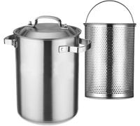 WQZzjm Olla de Acero Inoxidable con Tapa, freidora con Cesta coladora, Ideal para cocinar Papas Fritas, sopas y Fideos en Cocina de inducción a Gas.