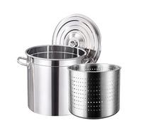 WQZzjm Olla de Acero Inoxidable para freír Pavos, Profunda, con colador y Tapa, Olla Grande para Sopa, Cacerola para cocinar al Aire Libre y Preparar Cerveza casera, 70 l/63 qt
