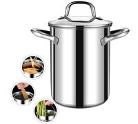 WQZzjm Olla freidora de Acero Inoxidable, Olla para Sopa con Cesta y Tapa, Olla para estofado, freidora pequeña, colador de Pasta, colador de Pollo Frito