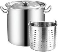 WQZzjm Olla para Exteriores con colador y Tapa, de Acero Inoxidable, para freír al Vapor y hervir, 30 x 30 cm (45 x 45 cm)