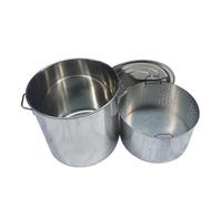WQZzjm Olla para hervir mariscos con colador y Tapa. Ideal para cocinar al Aire Libre, Pavo, cangrejos y almejas. Ideal para hervir y cocinar al Vapor, 70 l/63 qt (30 l/27 qt).