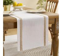 Wracra Camino de Mesa de Yute macramé Estilo Granja Blanco Roto