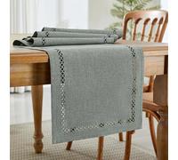 Wracra Camino de Mesa Estilo Lino en Boho, Camino de Mesa Rústico 230 cm Largo, Singular Camino de Mesa Hueco Geométrico de Dos Capas para Comidas, Fiestas y Uso Diario