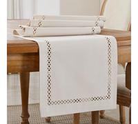 Wracra Camino de Mesa Estilo Lino en Boho, Camino de Mesa Rústico 230 cm Largo, Singular Camino de Mesa Hueco Geométrico de Dos Capas para Comidas, Fiestas y Uso Diario