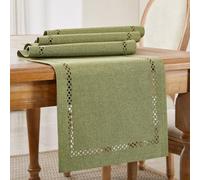 Wracra Camino de Mesa Estilo Lino en Boho, Camino de Mesa Rústico 275 cm Largo, Singular Camino de Mesa Hueco Geométrico de Dos Capas para Comidas, Fiestas y Uso Diario