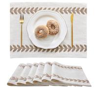 Wracra Manteles Individuales Bordados Lavables, 33 x 45 cm Manteles Individuales, Resistentes al Calor Sauce Irregular Salvamanteles Individuales Rústicos para Comidas Fiestas y Uso Diario