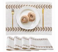 Wracra Manteles Individuales Bordados Lavables, 33 x 45 cm Manteles Individuales, Resistentes al Calor Sauce Irregular Salvamanteles Individuales Rústicos para Comidas Fiestas y Uso Diario