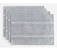 Wracra Manteles Individuales Lavables de Algodón y Lino, Set de 4 | 30 × 45 cm, diseño bordado calado, rústico moderno, resistente al calor, grueso y resistente, comedor, decoración del hogar