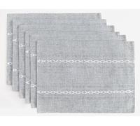 Wracra Manteles Individuales Lavables de Algodón y Lino, Set de 6 | 30 × 45 cm, diseño bordado calado, rústico moderno, resistente al calor, grueso y resistente, comedor, decoración del hogar