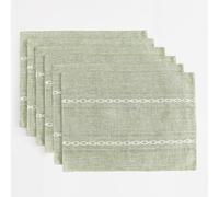 Wracra Manteles Individuales Lavables de Algodón y Lino, Set de 6 | 30 × 45 cm, diseño bordado calado, rústico moderno, resistente al calor, grueso y resistente, comedor, decoración del hogar