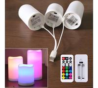 WRalwaysLX Paquete de 3 velas LED recargables USB tipo C con control remoto, diámetro 2.5, H3 4 pulgadas 5 pulgadas, cambio de color