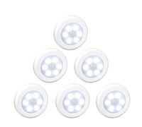 WRalwaysLX Sensor de movimiento inalámbrico LED para gabinete Luz de noche en cualquier lugar para escaleras, pasillo, armario, cocina, dormitorio (6 piezas, luz fría, carcasa blanca)