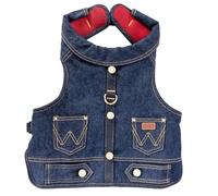 Wrangler Arnés de chaleco de mezclilla de cuerda para perro, chaleco transpirable para perro con forro de malla, chaqueta de invierno lavable a máquina para una fácil limpieza, suéter para perro