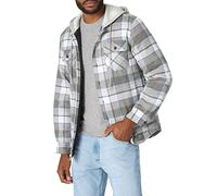 Wrangler Authentics Long Sleeve Quilted Lined Flannel Shirt Jacket with Hood Camisa Abotonada, Cloud Burst, M para Hombre