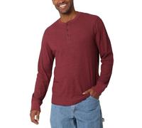 Wrangler Authentics Authentics Henley Camisa de Manga Larga para Hombre, Rojo Oscuro, XXL