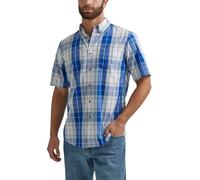 Wrangler Authentics Camisa clásica de Manga Corta para Hombre, a Cuadros, Blanco Brillante, Large
