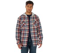 Wrangler Authentics Camisa con Botones para Hombre Langärmelige, Gesteppte, Gefütterte Flanellhemdjacke mit Kapuze, Bossa Nova, XL