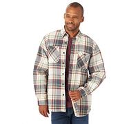 Wrangler Authentics Camisa de Franela de Manga Larga para Hombre con Forro de Sherpa, Beige Claro Jaspeado, XL