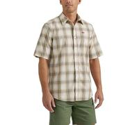 Wrangler Authentics Camisa de Manga Corta a Cuadros clásica para Hombre, Cuadros Caqui pálido, XL, Cuadros Caqui pálido, XL