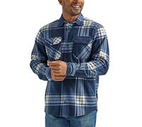 Wrangler Authentics Camisa de Manga Larga de Forro Polar para Hombre con Cuello Abotonado, Negro (Total Eclipse), 3XL