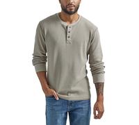Wrangler Authentics Manga Larga Waffle Henley Camisa, Piedra pómez, M para Hombre