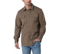 Wrangler Authentics Camisa Tejida clásica de Manga Larga Abotonada, Jaspeado (Teak Heather), Medium para Hombre