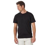 Wrangler Authentics - Camiseta Henley de Manga Corta para Hombre, Negro Onyx, XX-Large